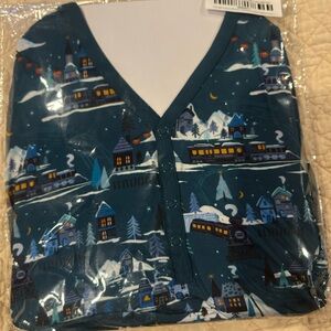 Little Sleepies Blue Train and Village Pajama Top